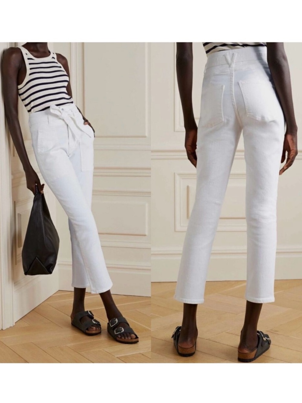 Veronica Beard Logan Slim Straight Extra High Rise White Jeans Size 29